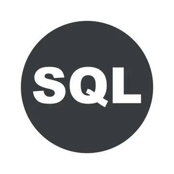 Monochrome round SQL icon Stock Illustration