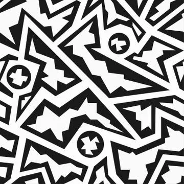 Monochrome rubble geometric seamless pattern Stock Illustration