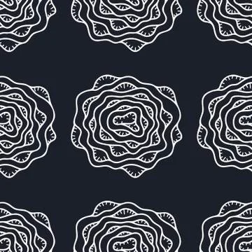 Monochrome seamless background. Simple flat floral motif . Suitable for fabri Stock Illustration