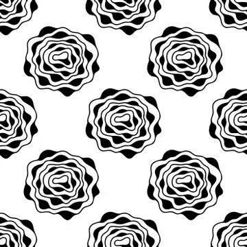 Monochrome seamless background. Simple flat floral motif . Suitable for fabri Stock Illustration