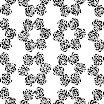 Monochrome seamless background. Simple flat floral motif . Suitable for fabri Stock Illustration