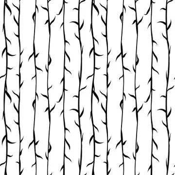 Monochrome seamless background with thin branches Stock Illustration