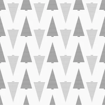 Monochrome seamless christmas tree pattern with striped gray colored spruces. Stock Illustration