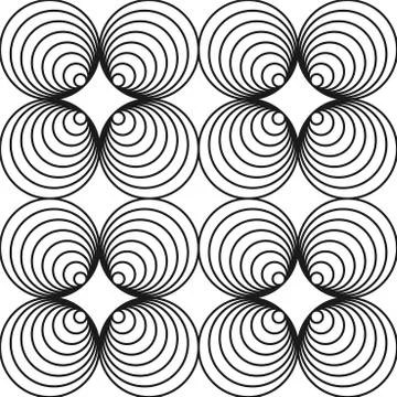 Monochrome seamless circle pattern - swirl ornament design. イラスト素材