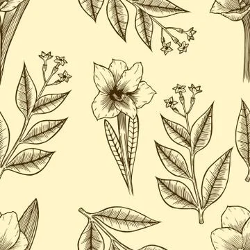 Monochrome Seamless floral pattern Illustrazione stock