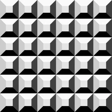 Monochrome seamless geometric cubes pattern. Repeatable black and white Иллюстрация