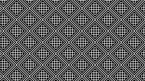 Monochrome seamless geometric pattern with interlaced square lines forming a Stockillustratie
