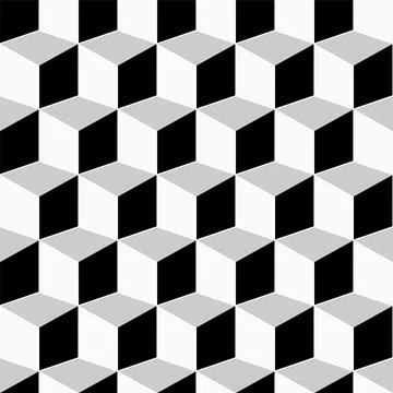 Monochrome seamless geometric pattern. Repeatable 3d cubes background Illustrazione stock