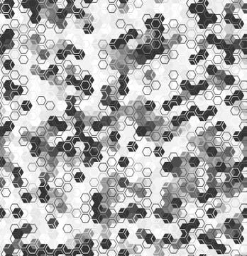 Monochrome seamless honey pattern with halftone filled hex cells linear style Illustrazione stock