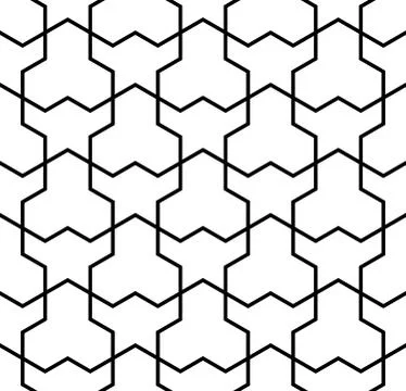 Monochrome Seamless Japanese pattern representing the turtle shell Stock Illustration