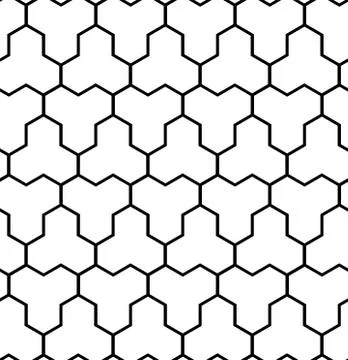 Monochrome Seamless Japanese pattern representing the turtle shell Stock Illustration