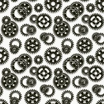 Monochrome seamless mechanical pattern with gears Illustrazione stock