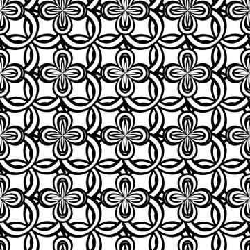 Monochrome seamless pattern with abstract flowers in celtic style Stock Illustration