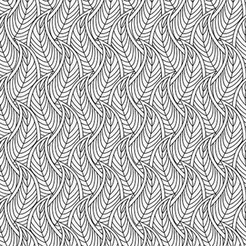 Monochrome seamless pattern with abstract nature shape - leafs or waves Stock Illustration