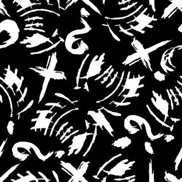 Monochrome seamless pattern on a black background in graffiti style Stock-Illustration