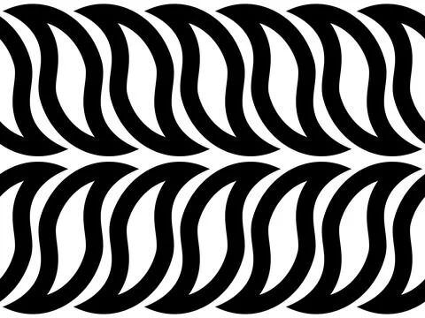 Monochrome seamless pattern with black braided waves Stock Illustration