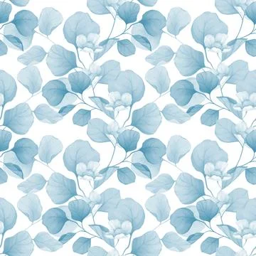 Monochrome seamless pattern with flowers and leaves. Delicate floral background Stock Illustration