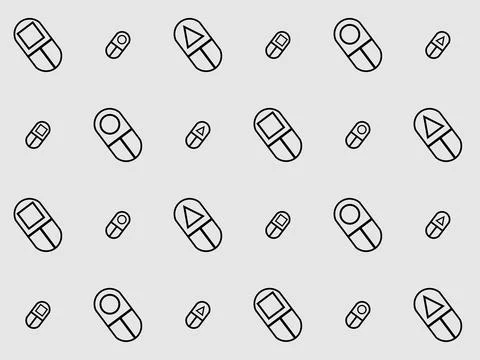 Monochrome seamless pattern with masks Stock Illustration