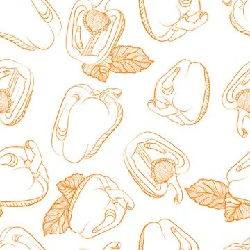 Monochrome seamless pattern of paprika Stock Illustration