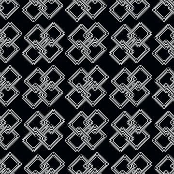 Monochrome seamless pattern of rectangles shaped twisted bands. Abstract re.. Stock Illustration
