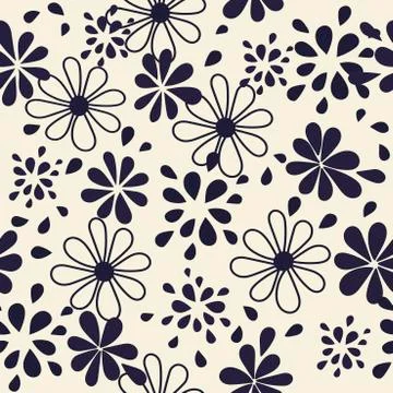 Monochrome. Seamless pattern. Simple flat floral motif . Illustrazione stock