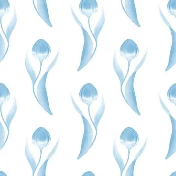 Monochrome seamless pattern with tulips Stock Illustration