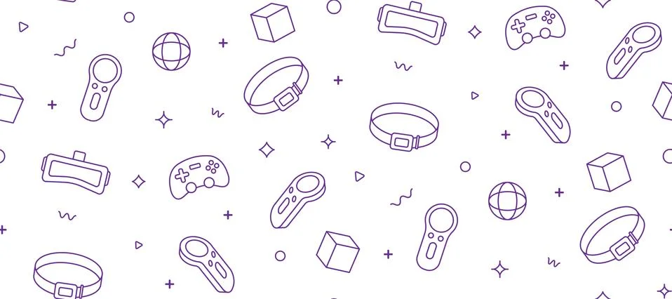 Monochrome seamless pattern with VR devices Stock Illustration