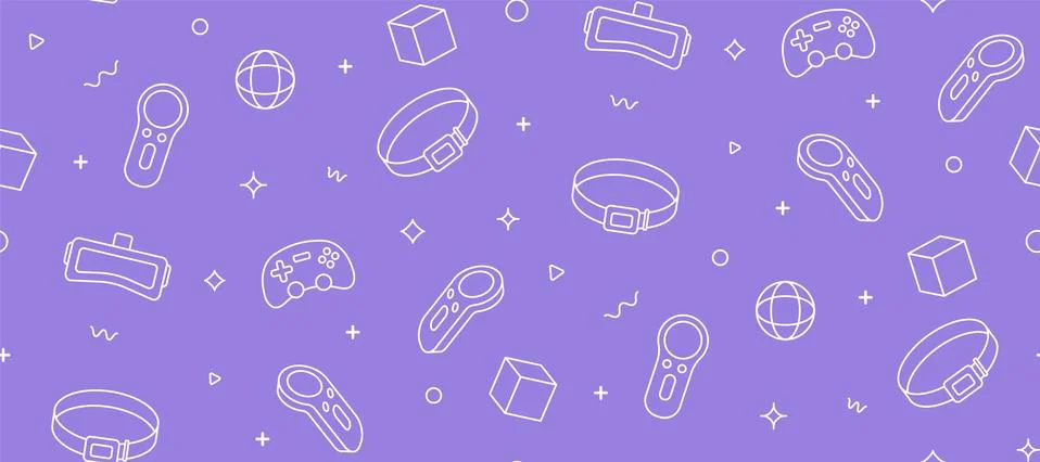 Monochrome seamless pattern with VR devices Illustrazione stock