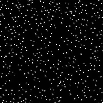Monochrome seamless pattern with white dots and stars Stock Illustration