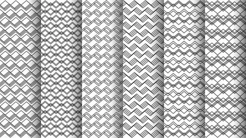 Monochrome Seamless Patterns. Black Geometric Ornament on White Background Stock Illustration