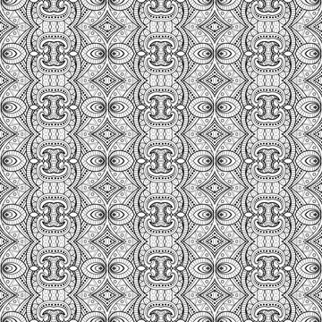 Monochrome Seamless Tile Pattern, Complex Ornament Stock Illustration