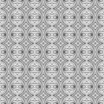 Monochrome Seamless Tile Pattern, Complex Ornament Stock Illustration