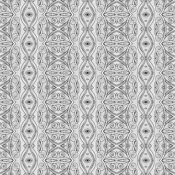Monochrome Seamless Tile Pattern, Complex Ornament Stock Illustration