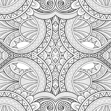 Monochrome Seamless Tile Pattern, Fancy Kaleidoscope Stock Illustration