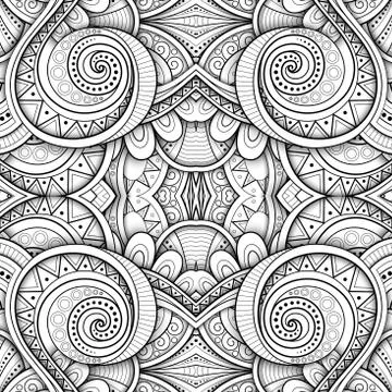 Monochrome Seamless Tile Pattern, Fancy Kaleidoscope Stockillustratie