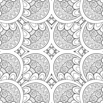 Monochrome Seamless Tile Pattern, Fancy Kaleidoscope Stock Illustration