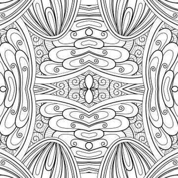 Monochrome Seamless Tile Pattern, Fancy Kaleidoscope Stock Illustration