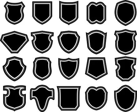 Monochrome shield emblem set Stock Illustration