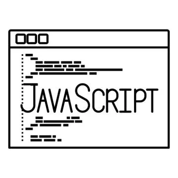 Monochrome silhouette of programming window with code javascript 库存插图