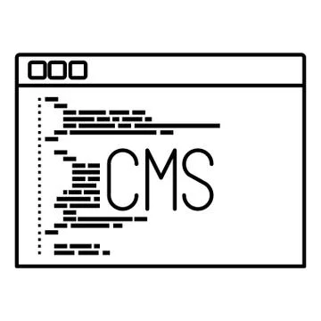 Monochrome silhouette of programming window with script code cms 스톡 일러스트
