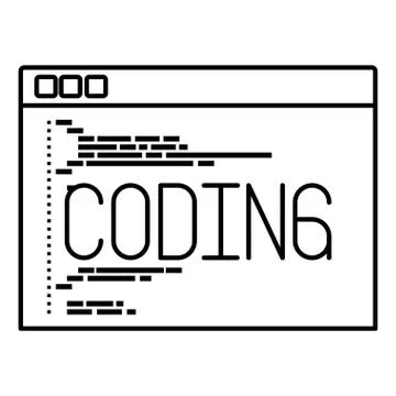 Monochrome silhouette of programming window with script of coding Stock Illustration