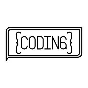 Monochrome silhouette of rectangle text coding Stock Illustration