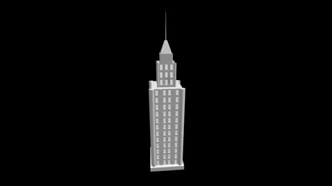 Monochrome Skyscraper Against Black Backdrop With Geometric Design Focus Stock Footage 341778579