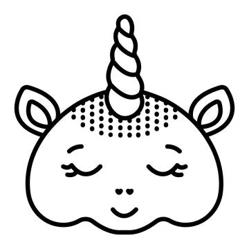 Monochrome sleeping unicorn muzzle Stock Illustration