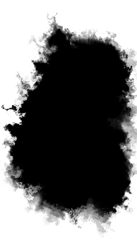 Monochrome smoke burst texture dense black center, feathered gray border, clean Stock Footage 340470483