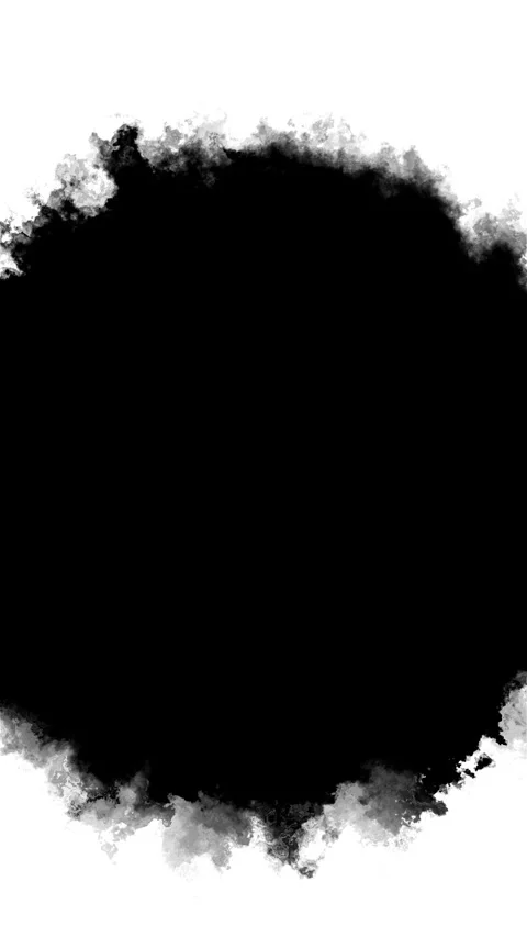 Monochrome smoke cloud transition black center, white area, rough ink edges, and Stock Footage 340468953