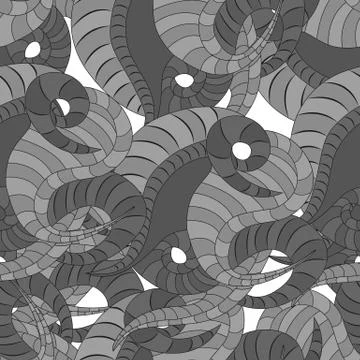 Monochrome snakes seamless pattern on a white background Stock Illustration