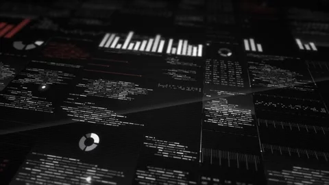 Monochrome Software Development Log Wall With Scrolling Code Rows On A Dark Vídeo Stock 343626020