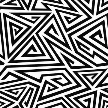 Monochrome spiral triangle seamless pattern Stock Illustration