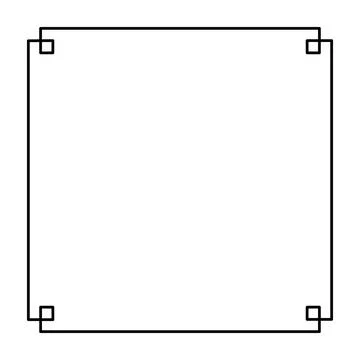 Monochrome square outline border with simple greek key inspired maze corners Ilustração Stock